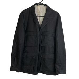 Suitsupply Vasto Linen Jacket Mens 52 Black Field Lined Drawstring Beste EUC